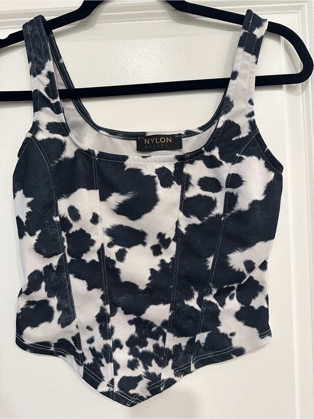 NYLON Apparel Black & White Cowprint Corset Tank